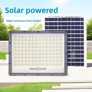 High-Power LED Solar Flood Light IP67 Waterproof Aluminum 120 Beam Angle Remote Control Wall Mounted for Road/Courtyard
