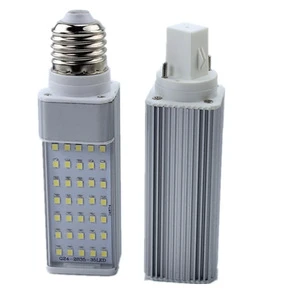 WOOJONG All-Aluminum LED Horizontal Plug Lamp G24 E27 Screw Corn Lamp Plug Tube 85-265V Residential 15W 3-Year Warranty CRI80