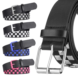 Men's And Women's Fashion Punk Design Colorful PU Leather Belt Cheap With Alloy Iron Pin Buckle