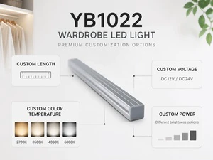 No Groove LED Cabinet Light for Wardrobe Side Board Front Mounted Closet Lamp with Anti Glare Design YB1022-21