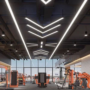 4ft 8ft 60w 120w Led Aluminium Profile Office Suspended Shop Modern Hanging Linear Lighting Chandeliers Supermarket School Gym