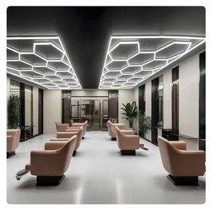 High Power LED Lighted Barber Station Modern Hair Salon Beauty Popular Super Brightness Hexagonal Light Workshop