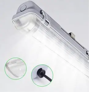 T8 Double LED Tri-Proof Light IP65 Waterproof Warehouse Lamp Single Tube CRI95 50000 Hours Lifespan