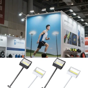 Black Long Arm LED Exhibition Booth Trade Show Lighting Clip-On Adjustable Spotlight Art Gallery Display Dimmable COB Floodlight