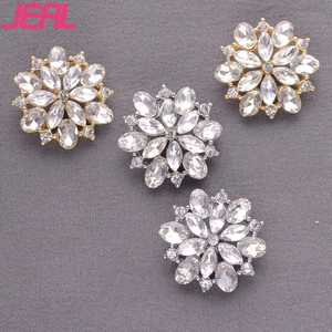Double Layer Florals Buttons Crystal Flower Decorative Hand Sewing DIY Zinc Alloy Rhinestone Decoration With Plating Technique