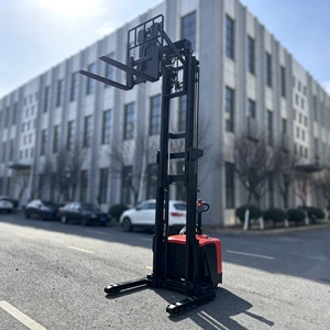 24V Electric Reach Truck 1.6 Ton 6000mm Scissor Reach Forklift with Stand on Platform Material Handling Truck