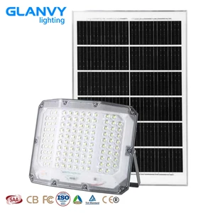 Solar Flood Light 100W 200W 300W Adjustable Remote Control High Brightness 6000K Daylight IP65 Waterproof Aluminum LED Garden