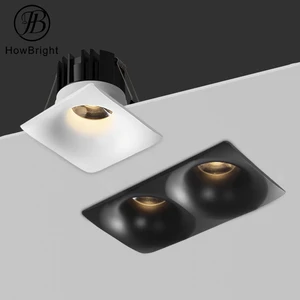 2025 NEW Square Indoor Aluminum COB Curve Surface Ring LED Recessed Spotlight 7/10/12/14/20/24W DownLight