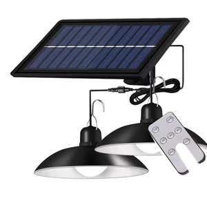 Outdoor Double-Headed LED Pendant Light Solar Powered DC Rechargeable IP66 Waterproof Landscape Decorations Remote Control Shed