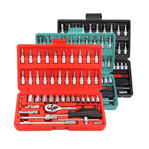 Wholesale 46 Pcs Hand Combination Spanners Stainless Steel Socket Wrench Tool Box Set with Hard Case for Auto Repair