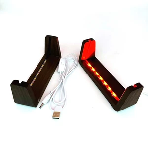 Rechargeable U Groove Wooden LED Lamp Base RGB Night Light Stand for Acrylic Panels and Artwork