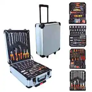 186/187/399-Piece Hand Carbon Steel Tool Set & Trolley Case with OEM Option and White Matte Finish for Auto Repair and Home Use
