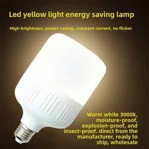 LED Bulb E27 Screw Base Plastic Yellow Light 3000K Residential Energy-Saving Lamp Three-Proof High Quality CRI 80-90