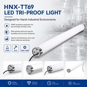 IP69K High Lumen SMD2835 LED Tubular Light with 120 Beam Angle Dimmable & Sensor Options 5-Year Warranty for Parking Garage Bay