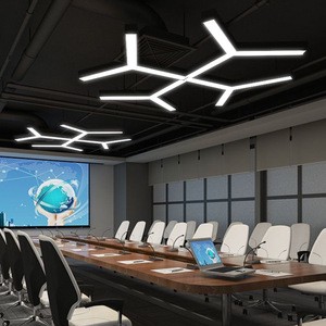 HanYin Customized Design Indoor Lighting Lamp Fixture Led Strip Y Shape Black Body Linear Pendant Light