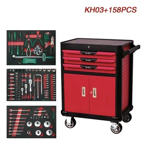 Hot Sale Chrome Vanadium Steel Hand Tool Kits Customizable Auto Repair Workshop Trolley OEM Support