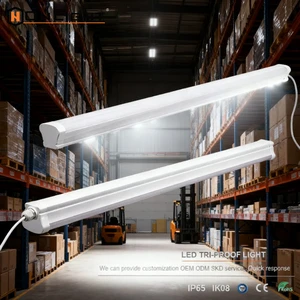 High Efficiency Waterproof LED Tri-Proof Light Fixture Industrial IP65 Ik08 WF2 Dimming Ra90 5-Year Warranty Vapor Tight Outdoor