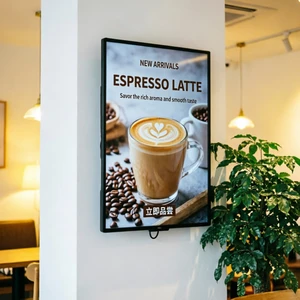Digital Menu Board For Café, 31.5 Inch Light Powered Poster Display For Coffee Shop Decoration
