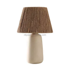 Modern Creative Straw Arts Ceramic Lamp for Bedroom Luxury Bedside Table Lamps