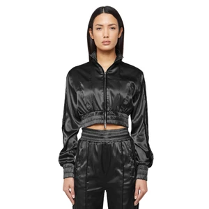 Women's Satin Tracksuit 2 Piece Outfits Casual Long Sleeve Crop Tops Jacket and Pants Sport Set Sweatsuits Silk Custom Logo