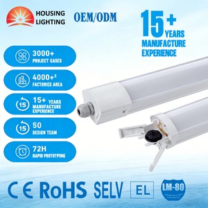 CE Certified LED Tri-Proof Light Fixture, 6000lm High Brightness, Linkable & IP65 Waterproof, for Car Wash Room & Industrial Use