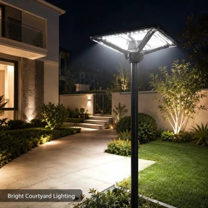 Factory Wholesale 500W IP65 Double-Sided Charging Monocrystalline Foldable Outdoor Courtyard Pathway Solar Garden Light