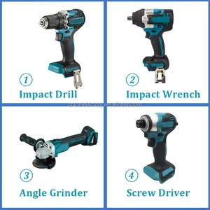 18V LXT Brushless 4-in-1 Cordless Tool Kit 40Nm Drill 180Nm Driver 1000Nm Wrench Angle Grinder With Battery & Charger