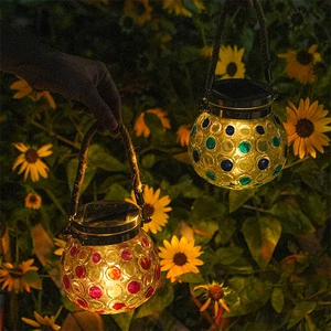 Lite Solar Hanging Decorative Lamps Outdoor Waterproof Colored Retro Solar Lights Glass Canning Courtyard Atmosphere Light