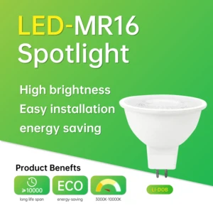 HELI 5W LED Bulb MR16 Socket 3000-10000K Dimmable Warm White Light Source For Home Hotel Lighting