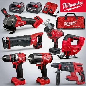 Milwaukee M18 Saws Tool Kit Wood Cutting Saw Electric Tools Brushless Lithium-ion 7-pcs with 2 Battery & 1 Charger Tool Kit