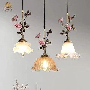 Antique Living Room Rose Bedside Small LED Dimmable Warm White Chandelier Art Retro Decorative Lamp