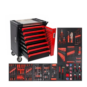 420 Pcs 7 Drawers Workshop Metal Tool Trolley Garage Tool Cabinet/ Cart/ Chest Heavy Duty Mechanic Tool Set Box for Car Repair
