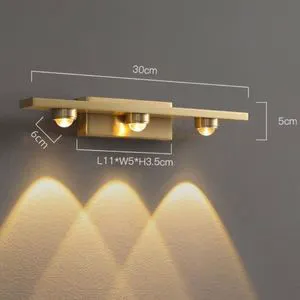 All Copper LED Wall Lamp for Hotels Warm Atmosphere Corridor Porch Staircase Background Wall Recessed Installation for Bedside