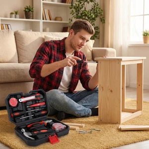 Professional 9Pcs Hardware Hand Tool Box Set for General Household Repair and DIY Projects
