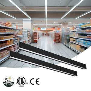 Modern Indoor 1.2m 2.4m LED Linear Pendant Lighting Black And White Rectangle Suspended Long Shape Contemporary Design