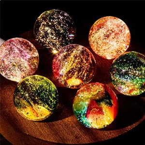 Luxury Colorful Glass Ball Lamp Luminous Planet Indoor Decoration Crystal Handicraft Cosmic Model Gifts Lampara LED