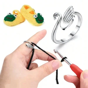 Sewing Thimble Yarn Guide Finger Holder Adjustable Knitting Crochet Loop Tension Ring Thimbles Accesorios Crochet Rings