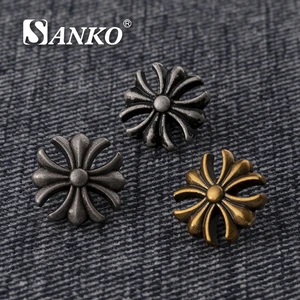 SANKO Oeko-Tex Embossed Zinc Alloy Close-End Nickel-Free Washable Screw Studs Metal Rivet Custom Logo Button For Jeans Fashion
