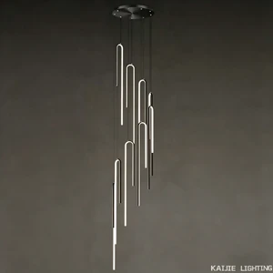 Minimalist Vertical LED Pendant Light Modern Linear Hanging Lamp for Duplex Stairs Living Room Nordic Home Decor