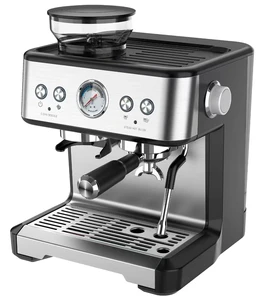 Anbo Professional Semi-Automatic Espresso Coffee Machine Adjustable Grinder 15/20 Bar Pressure Stainless Steel Housing Hotel Use