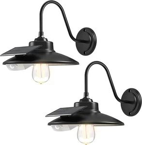 WIN-WIN Solar Barn Light 3 Lighting Modes Motion Sensor Wall Mount Farmhouse Gooseneck Lights for Yard Street Garage Shed Patio