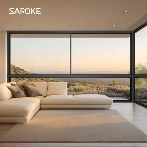 Luxury High-End Sliding Window Invisible Handle Ultra Narrow Frame Aluminum Horizontal Gliding System Window for Villa
