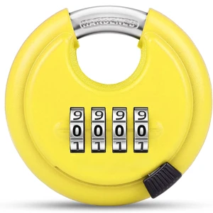AMBITION 4 Digit Security Combination Lock Disc Padlock with Hardened Steel Shackle Outdoor Combo Lock