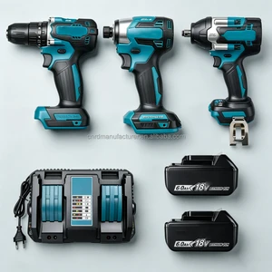 Compatible with MKT 18V Cordless Tool Set 3 Piece with 2 Pack 6.0Ah Li ion Battery and Dual Port Charger for Jobsite
