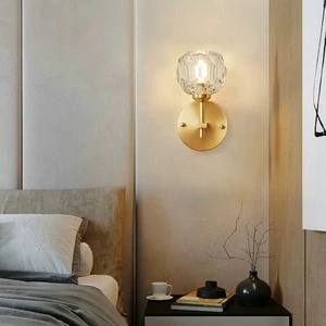Bedside Bedroom LED Wall Light Living Room Background Luminaire Indoor Christmas Decora Light Nordic Crystal Wall Lamp Ball Loft