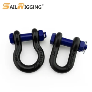 Heavy Duty 2 1/2 Bow Shackle 55t WLL Powder Coated Lifting Bolt Type G2130 Drop Forged Anchor Shackle