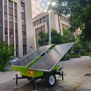 Solar LED Light Tower with Telescopic Mast All in One Construction Site Lighting Mobile Trailer