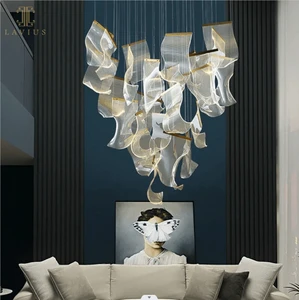 Custom Modern Indoor Decoration Project Luxury Hotel Villa Pendant Light Tassel Living Room Ceiling Led Chandelier