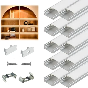 LED Aluminum Profile Channel Kit U-Shape V-Shape With Diffuser for Under Cabinet Shelf Bookshelf Kitchen Linear Light