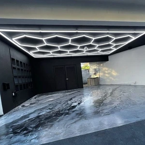 Factory Sell Hexagonal Grid Led Light Honeycomb Garage Lamp Led Hexagon Morden Ceiling Lights for Auto Detailing Shop Garage